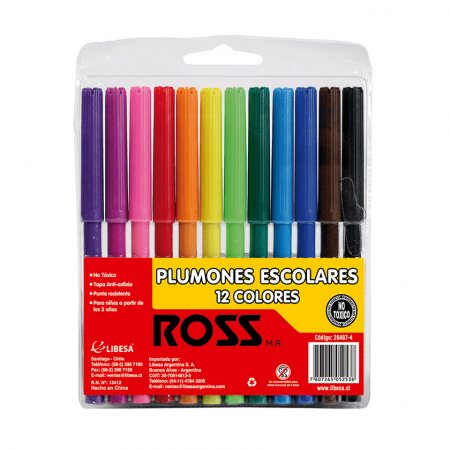 Plumones Ross 12 Colores