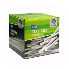 Tiza Blanca Hand Redondo Sin Polvo 100 Unidades