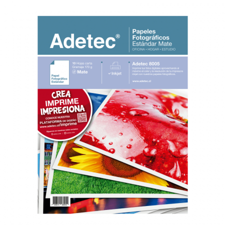 Papel Fotográfico Adetec Mate Inkjet Carta 170 g Paquete de 10 Hojas