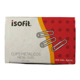 Clip Isofit Metálico Punta Redonda 33 mm Caja de 100 Unidades