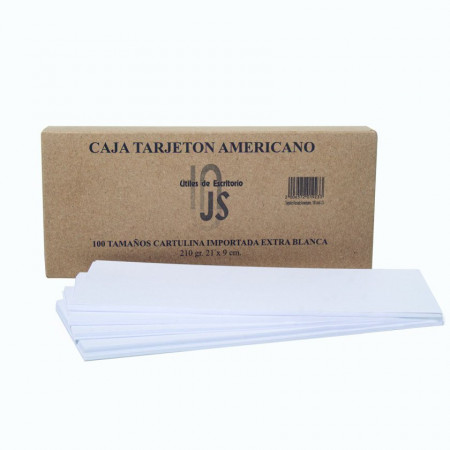 Tarjeta J.S. Opalina Tamaño Americano 9x21 cm 220 g 100 Unidades