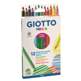 Lápiz Color Giotto Jumbo Mega Hexagonal Largo 12 Unidades