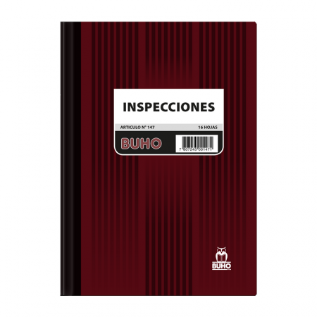 Libro de Registro Buho Inspecciones N° 147 16 Hojas