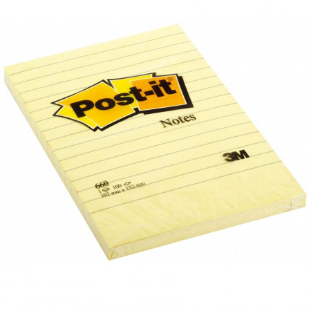 Nota Adhesiva 3M Post-It 660 Lineado 10X15 Amarillo