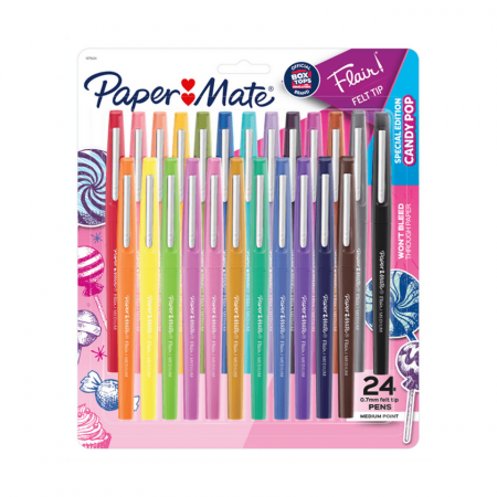 Marcador Permanente Paper Mate Flair Candy Pop Punta Media 24 Colores