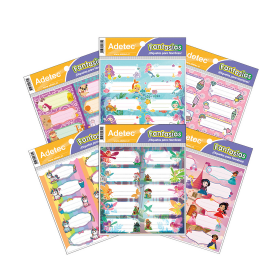 Etiquetas Adhesivas Escolares Adetec Niña Fantasía 16x21 cm Multicolor
