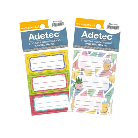 Etiquetas Adhesivas Escolares Adetec Mix Diseños 35 mm 70 mm Multicolor