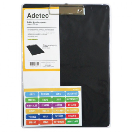 Tabla Apretapapel Adetec Oficio Vinil Negro