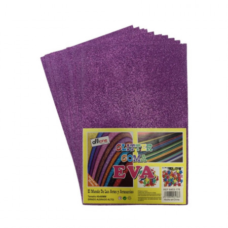 Goma Eva Offione Glitter Violeta 40X60 Cm Paquete de 10 Unidades