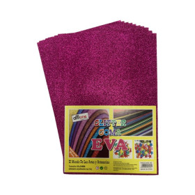 Goma Eva Offione Glitter Fucsia 40X60 Cm Paquete de 10 Unidades