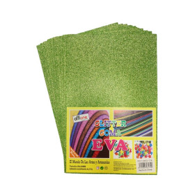 Goma Eva Offione Glitter Verde Claro 20x30 Cm Paquete de 10 Unidades