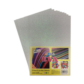 Goma Eva Offione Glitter Blanco 20x30 Cm Paquete de 10 Unidades