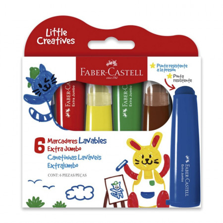 Plumón Faber Castell Little Creatives Extra Jumbo Lavable 6 Colores