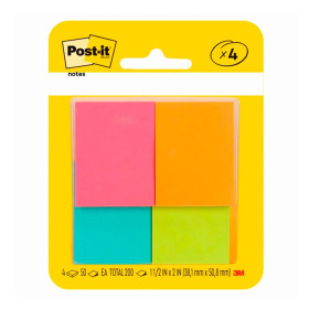 Nota Adhesiva 3M Post-It 653 Neón Display 4 Unidades