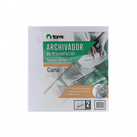 Archivador Carta Torre C/Pres.2 Aros 2.0 Blanco