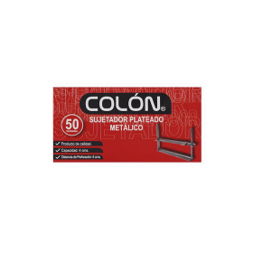 Accoclip Colon Fastener Plateado Caja de 50 Unidades