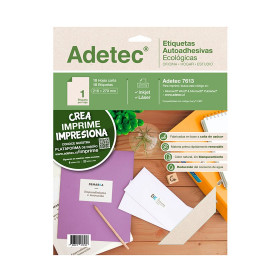 Etiqueta Adhesiva Adetec Ecológica Inkjet-Laser 216x279 mm paquete de 10 Hojas