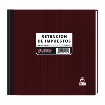 Libro de Registro Buho Retención de Impuestos Nro 111 50 Hojas