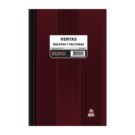 Libro Ventas y Facturas Buho Nro151 24 Hojas