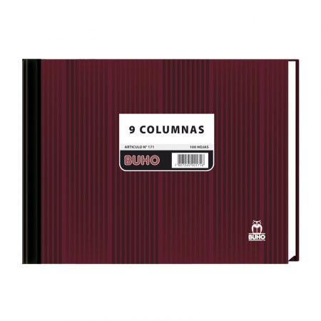 Libro de Contabilidad Buho 9 Columnas 100 Hojas