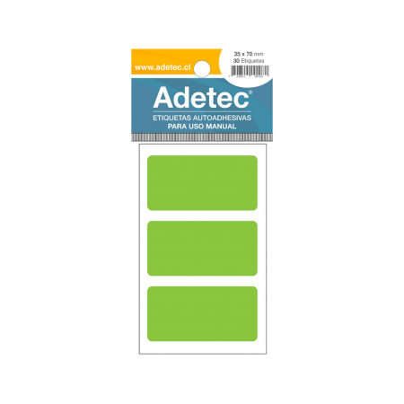 Etiqueta Manual Adetec Verde 35X70 mm 10 Hojas 30 Unidades