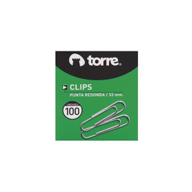 Clips Torre Nro1 Punta Redonda 33 mm Caja de 100 Unidades
