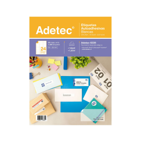 Etiqueta Inkjet Autoadhesiva Adetec 24 Por Hoja 70x35 mm 50 Unidades