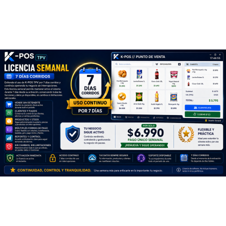 K-POS licencia semanal 7 dias