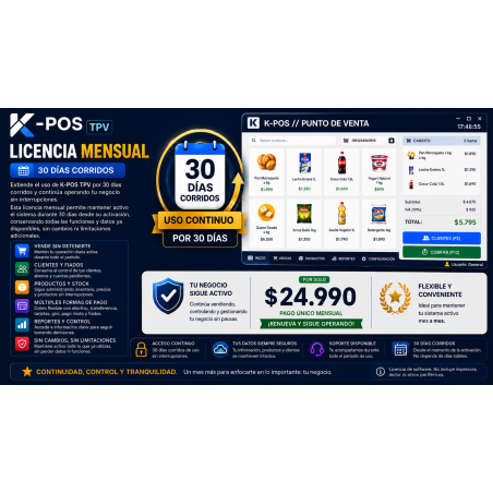 K-POS licencia mensual 30 dias