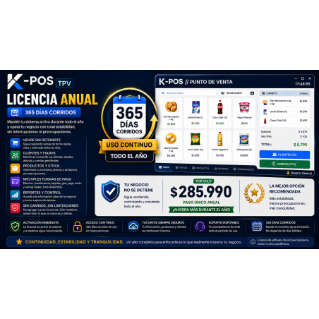 K-POS licencia anual 365 dias