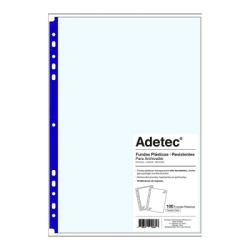 Funda Carta Adetec Borde Azul Transparente 100 Unidades