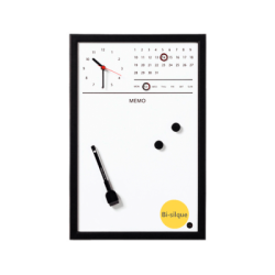 Planificador Magnético Bisilque con Reloj y Marco de Madera 30X45 Negro
