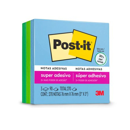 Notas Adhesivas 3M Post-It 3 Colores 76x76 mm 270 hojas