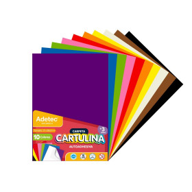 Cartulina Color Adetec A4 Adhesiva 10 Colores