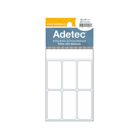 Etiqueta Autoadhesiva Adetec Rectangular 5.4 cm 2.6 cm Blanco